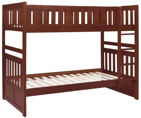 WILBUR Dark Cherry Twin over Twin Bunk Bed
