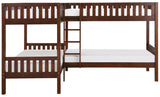 WILBUR Cherry 120" x 80" FOUR Bed Corner Bunk Bed with Drawers