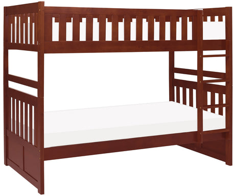 WILBUR Dark Cherry Twin over Twin Bunk Bed