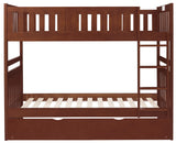 WILBUR Dark Cherry Twin over Twin Bunk Bed with Trundle