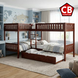 WILBUR Cherry 120" x 80" FIVE Bed Corner Bunk Bed
