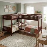 WILBUR Cherry 120" x 80" FOUR Bed Corner Bunk Bed