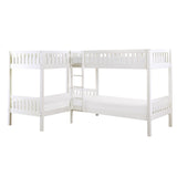 WILBUR White 120" x 80" FOUR Bed Corner Bunk Bed