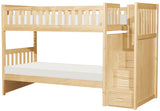 WILSON Natural Pine 97" Wide by 63" Height Twin Over Twin Stairway Bunkbed