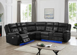 WINDCREST Black 115" Wide Power Reclining Sectional with LED's