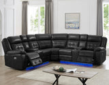 WINDCREST Black 115" Wide Power Reclining Sectional with LED's