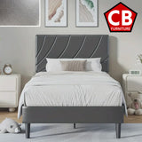 WINONA Metallic Dark Silver Faux Leather 43" Height Platform Bed