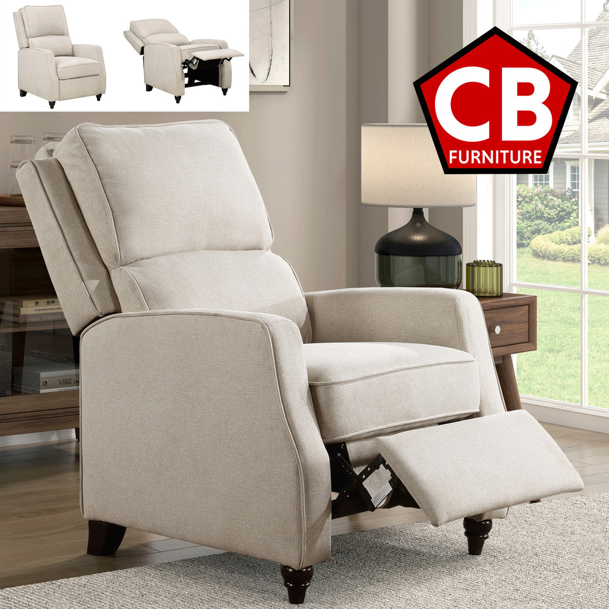 WIOTT Beige 30" Wide Push-Back Recliner