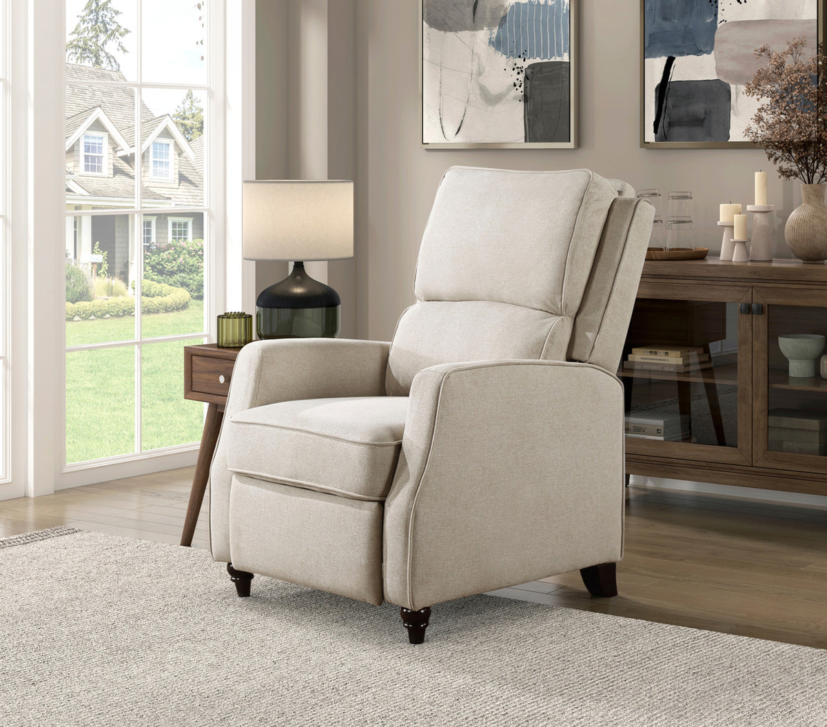 WIOTT Beige 30" Wide Push-Back Recliner
