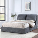 WISEMAN Gray Cloud Platform Bed with Pillow Headboard