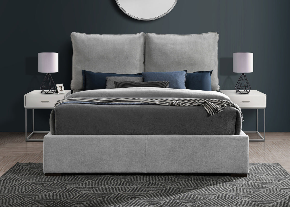 SISTINE Gray Plush Pillow Back Bed