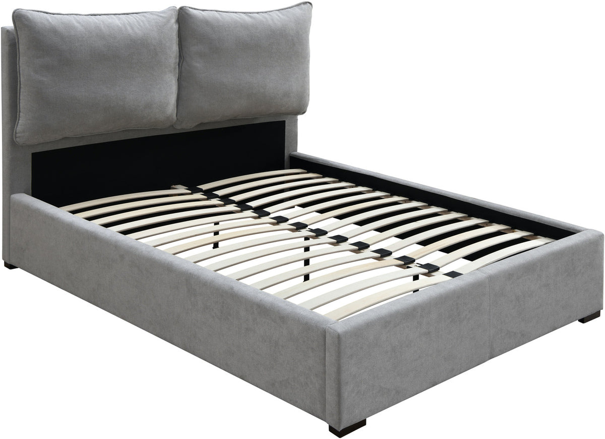 SISTINE Gray Plush Pillow Back Bed