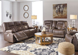 WESLEY Brown 100% Top-Grain Leather Reclining Livingroom with Adjustable Lumbar and Headrests