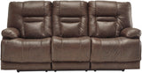 WESLEY Brown 100% Top-Grain Leather Reclining Livingroom with Adjustable Lumbar and Headrests