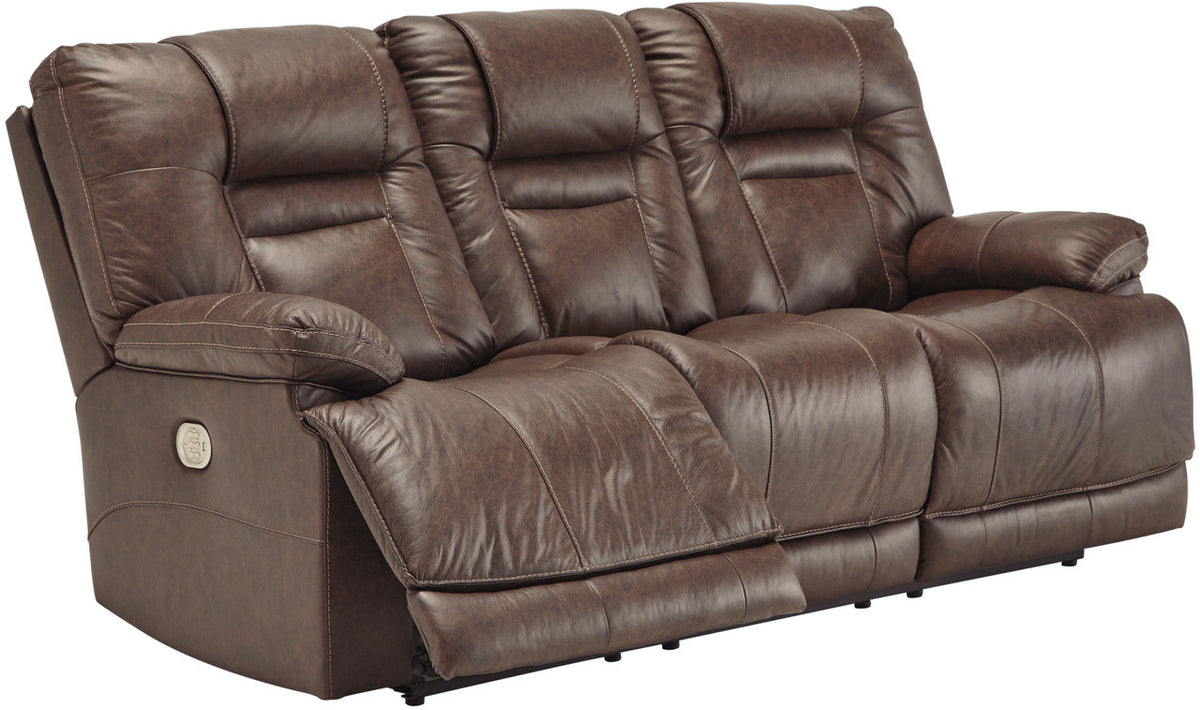 WESLEY Brown 100% Top-Grain Leather Reclining Livingroom with Adjustable Lumbar and Headrests