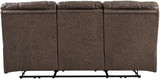 WESLEY Brown 100% Top-Grain Leather Reclining Livingroom with Adjustable Lumbar and Headrests