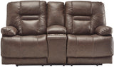 Wesley Top Grain Leather Reclining  Loveseat with Adjustable Lumbar and Headrests