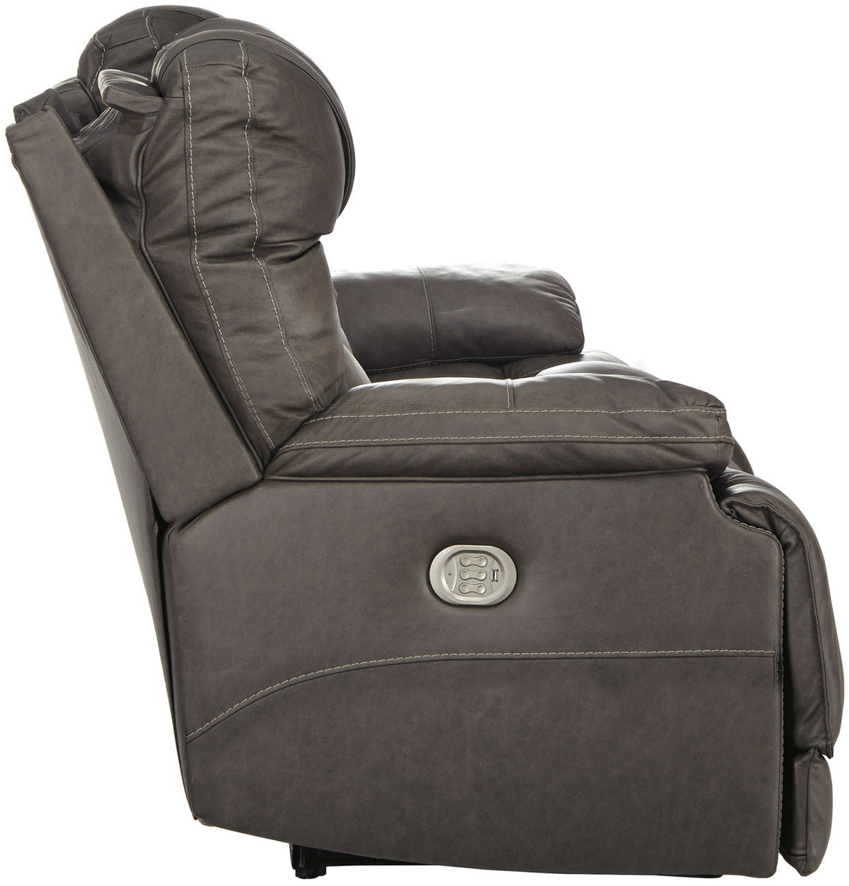 Wesley Gray Top Grain Leather Reclining  Sofa with Adjustable Lumbar and Headrests