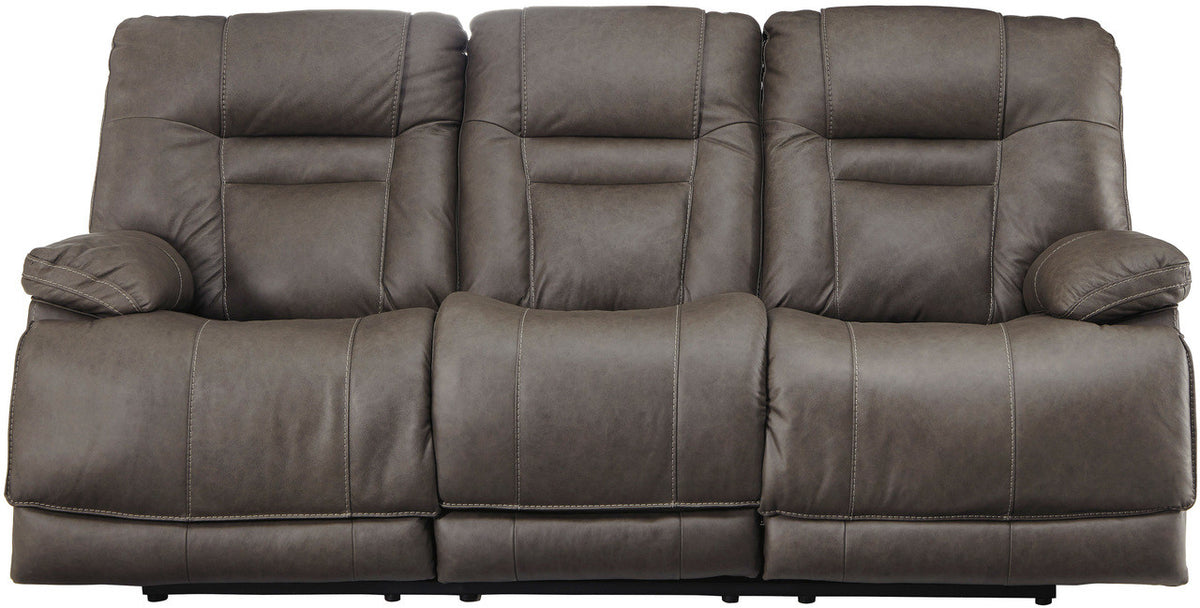 Wesley Gray Top Grain Leather Reclining  Sofa with Adjustable Lumbar and Headrests