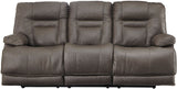 Wesley Gray Top Grain Leather Reclining  Sofa with Adjustable Lumbar and Headrests