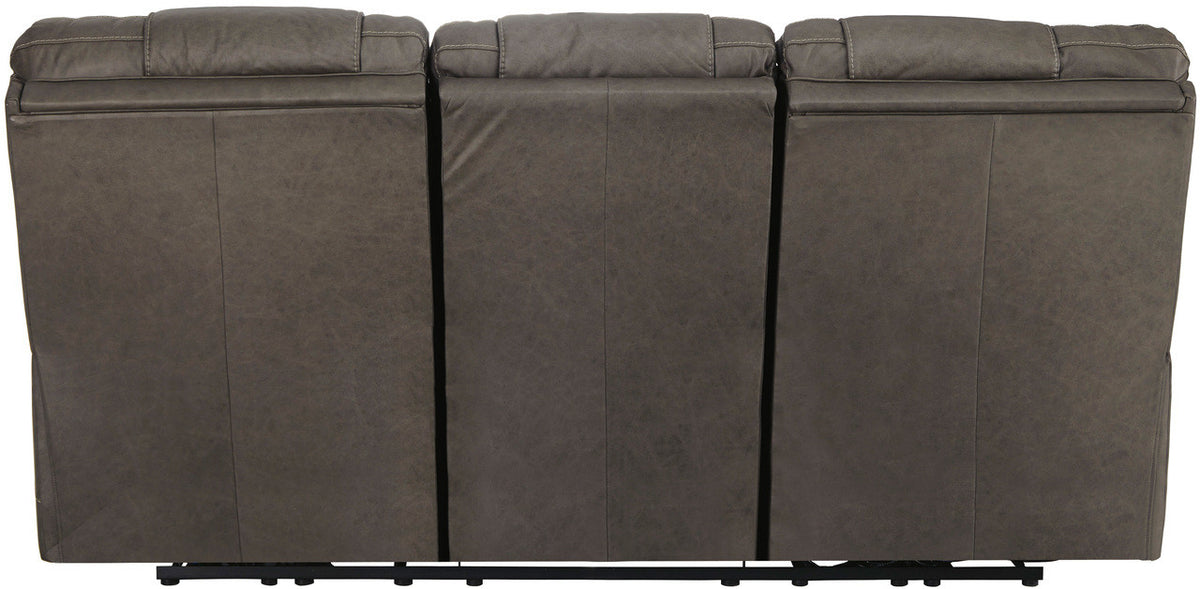 WESLEY Gray 100% Top-Grain Leather Reclining Livingroom with Adjustable Lumbar and Headrests