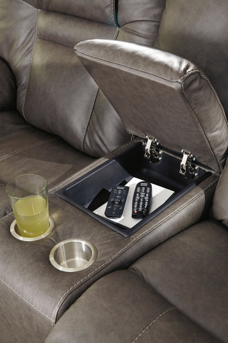 WESLEY Gray 100% Top-Grain Leather Reclining Livingroom with Adjustable Lumbar and Headrests