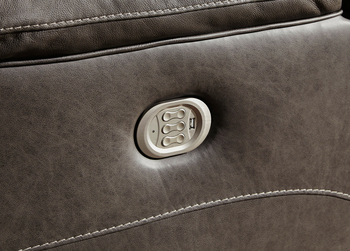 Wesley Gray Top Grain Leather Reclining  Sofa with Adjustable Lumbar and Headrests