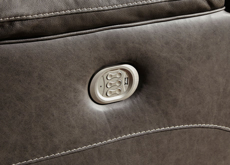 Wesley Gray Top Grain Leather Reclining  Sofa with Adjustable Lumbar and Headrests