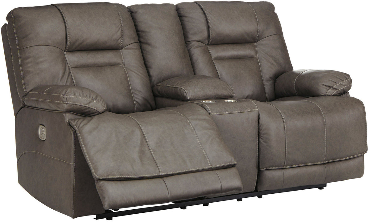 WESLEY Gray 100% Top-Grain Leather Reclining Livingroom with Adjustable Lumbar and Headrests