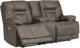 WESLEY Gray 100% Top-Grain Leather Reclining Livingroom with Adjustable Lumbar and Headrests