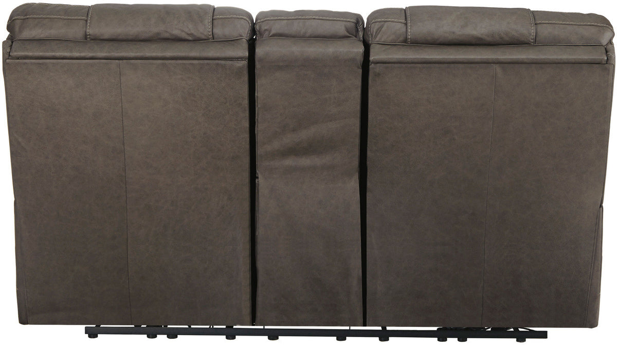 WESLEY Gray 100% Top-Grain Leather Reclining Livingroom with Adjustable Lumbar and Headrests
