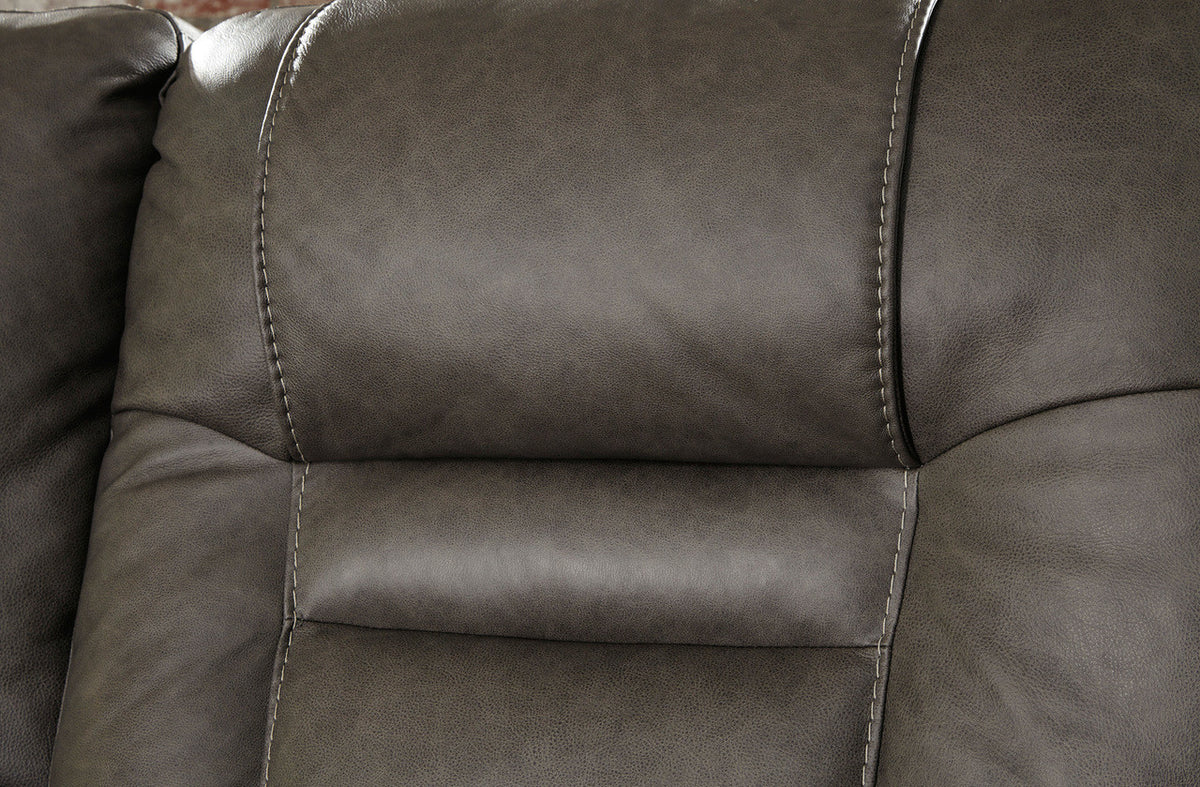 Wesley Gray Top Grain Leather Reclining  Sofa with Adjustable Lumbar and Headrests