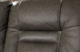 Wesley Gray Top Grain Leather Reclining  Sofa with Adjustable Lumbar and Headrests