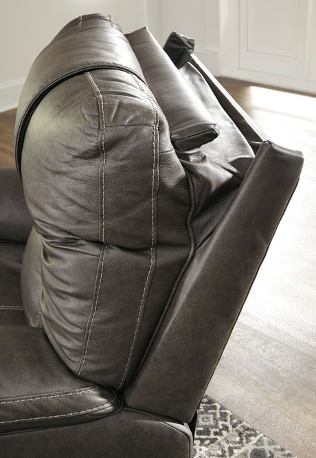 Wesley Gray Top Grain Leather Reclining  Sofa with Adjustable Lumbar and Headrests