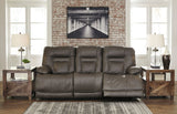 Wesley Gray Top Grain Leather Reclining  Sofa with Adjustable Lumbar and Headrests