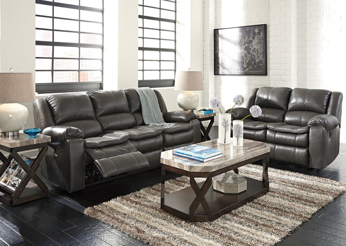 Wexford Grey Leather Reclining Sofa