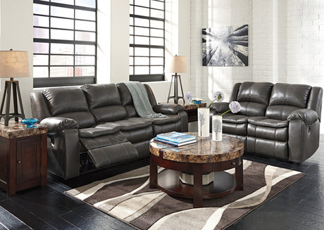 Wexford Grey Leather Reclining Loveseat