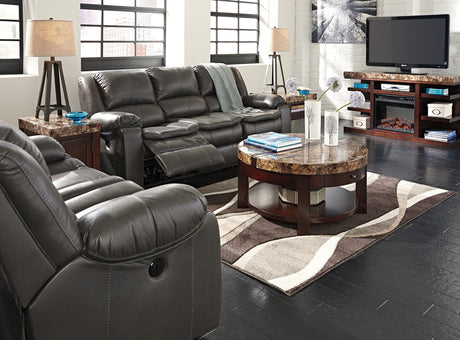Wexford Grey Leather Reclining Loveseat