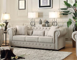 WILLIAMSBURG Neutral Tone Fabric Tufted Back Sofa
