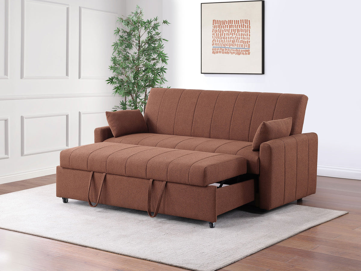 YALTA Copper Boucle Fabric 60" Wide Pull-Out Sofa Sleeper
