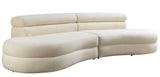 YENSA Ivory 130" Wide Boucle/Sherpa Rounded Sectional