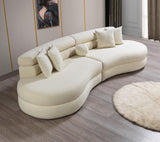 YENSA Ivory 130" Wide Boucle/Sherpa Rounded Sectional