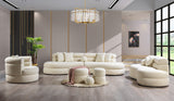 YENSA Ivory 130" Wide Boucle/Sherpa Rounded Sectional