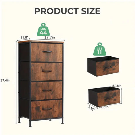 YESENIA Brown Fabric 18" x 37" COMPACT 4-Drawer Chest (RTA)