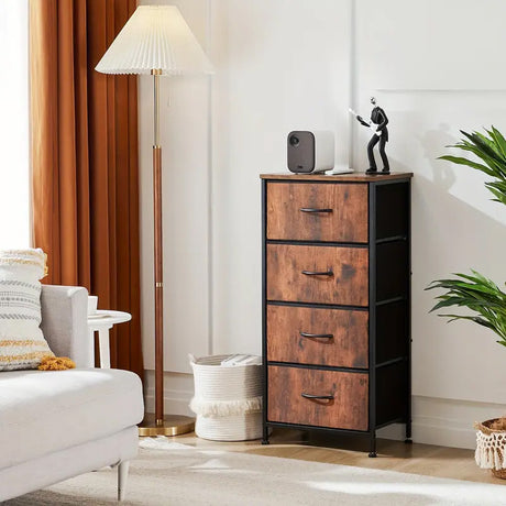 YESENIA Brown Fabric 18" x 37" COMPACT 4-Drawer Chest (RTA)