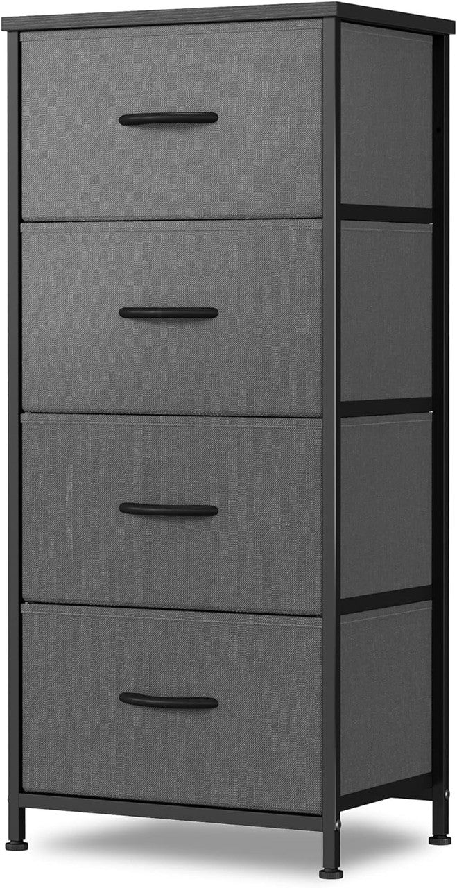 YESENIA Gray Fabric 18" x 37" COMPACT 4-Drawer Chest (RTA)