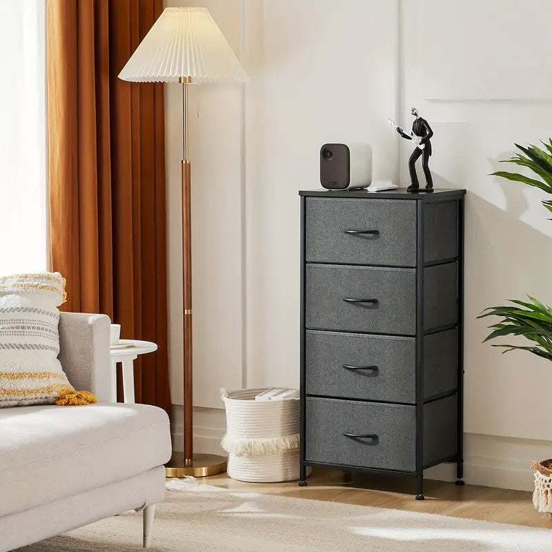 YESENIA Gray Fabric 18" x 37" COMPACT 4-Drawer Chest (RTA)
