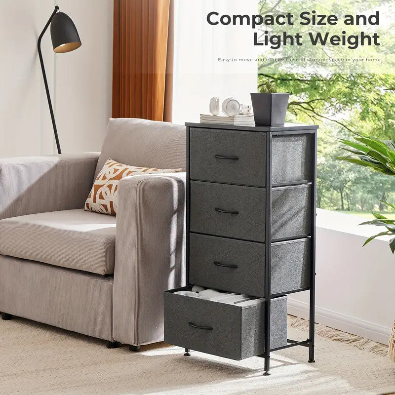 YESENIA Gray Fabric 18" x 37" COMPACT 4-Drawer Chest (RTA)