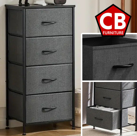 YESENIA Gray Fabric 18" x 37" COMPACT 4-Drawer Chest (RTA)