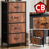 YESENIA Brown Fabric 18" x 37" COMPACT 4-Drawer Chest (RTA)
